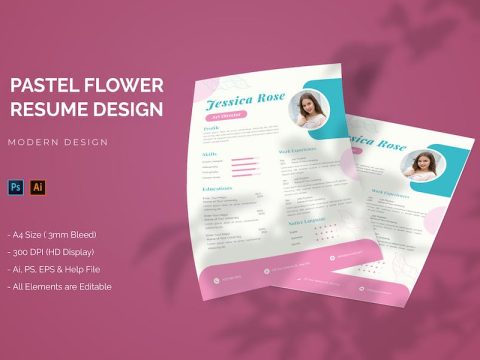 Pastel Flower - Resume Template NBAKY2R