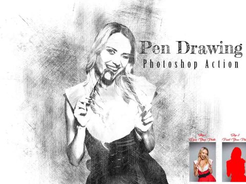 Pen Drawing Photoshop Action 12169304