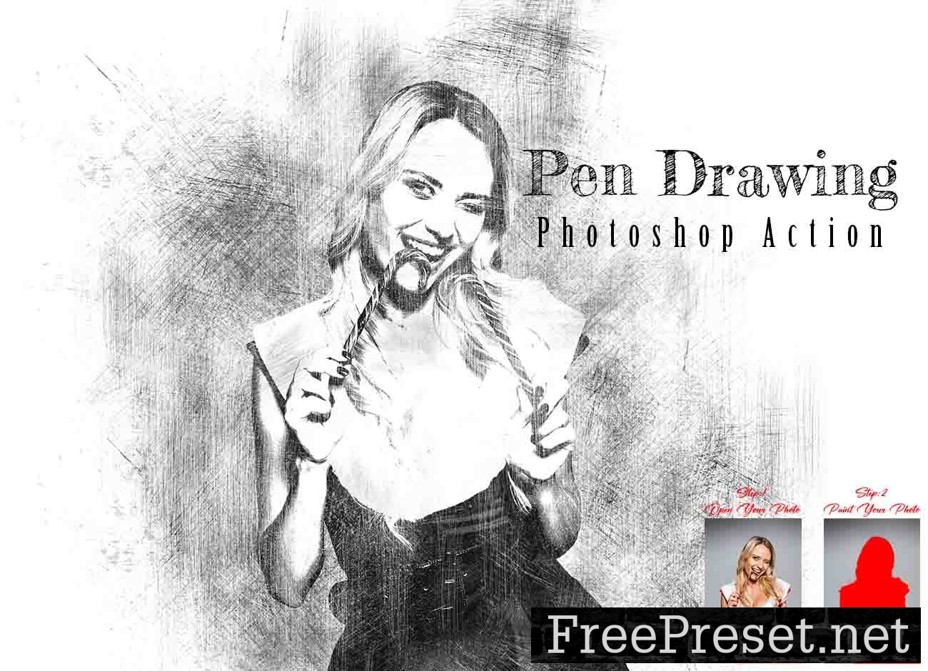 Pen Drawing Photoshop Action 12169304