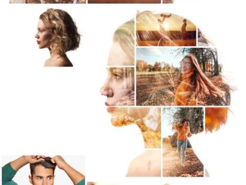 Photo Collage Double Exposure Effect Mockup 470002991