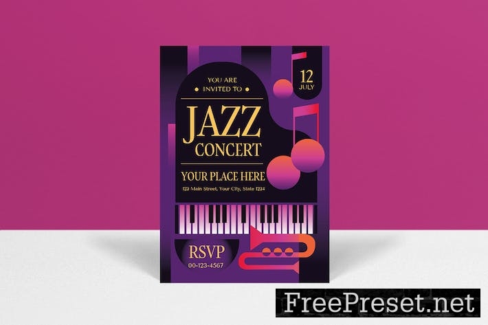 Pink Art Deco Jazz Music Festival Invitation 622EHBD