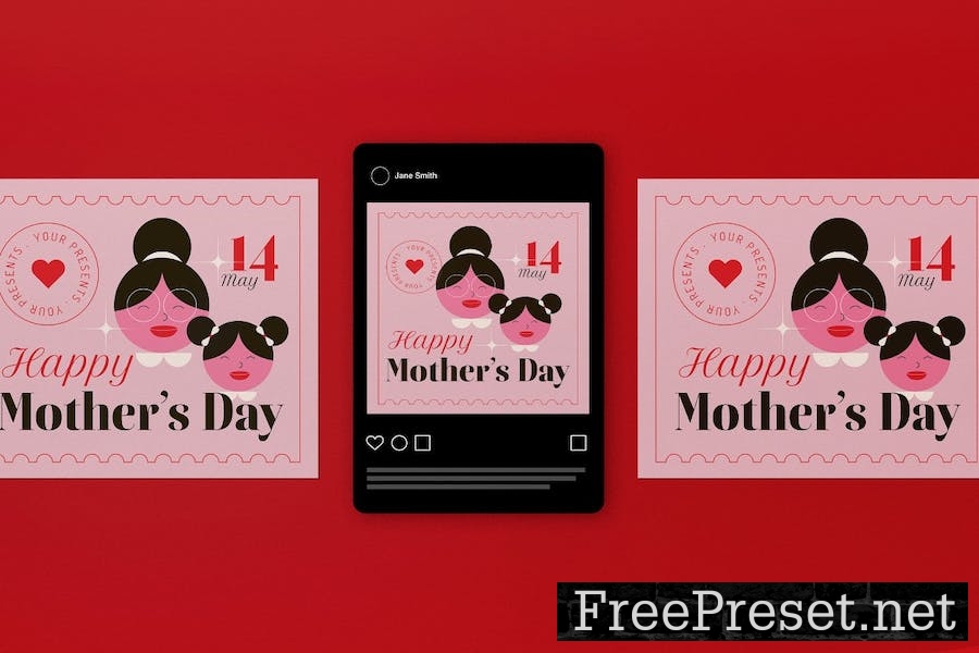 Pink Geometric Mother's Day Flyer Set VF4B6VU