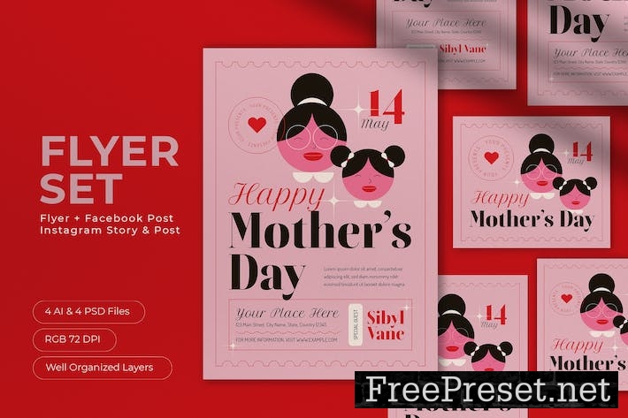 Pink Geometric Mother's Day Flyer Set VF4B6VU