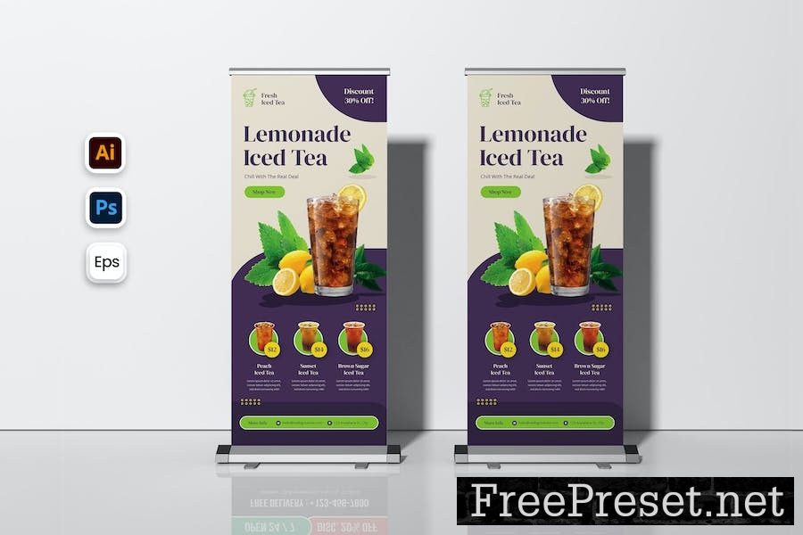 Promo Fresh Tea Roll Up Banner H4Z53F4