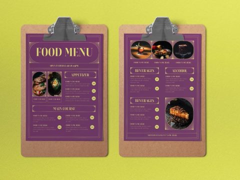 Purple Art Deco Restaurant Food Menu E5MQU68