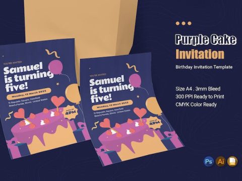 Purple Cake Birthday Invitation ANE68RX