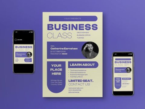 Purple Geometric Business Flyer Set LW92AN5