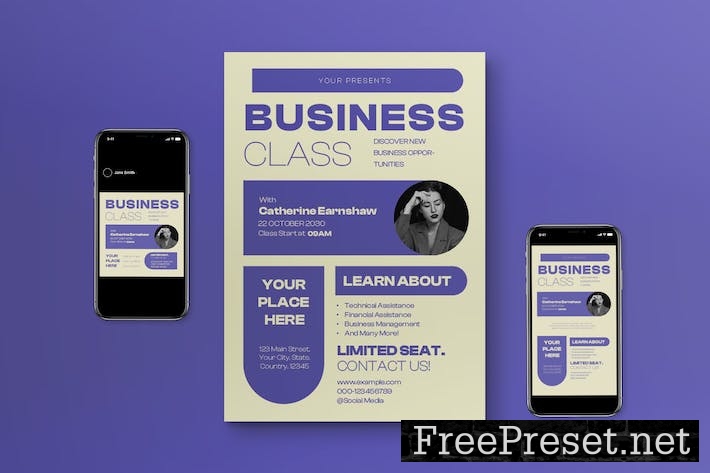 Purple Geometric Business Flyer Set LW92AN5