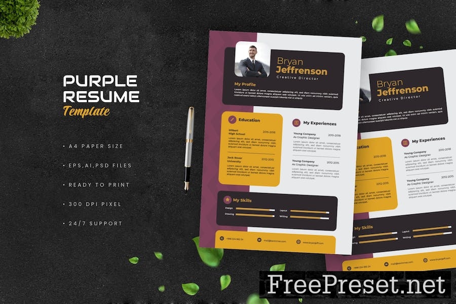 Purple Gold Resume 6EMRKND