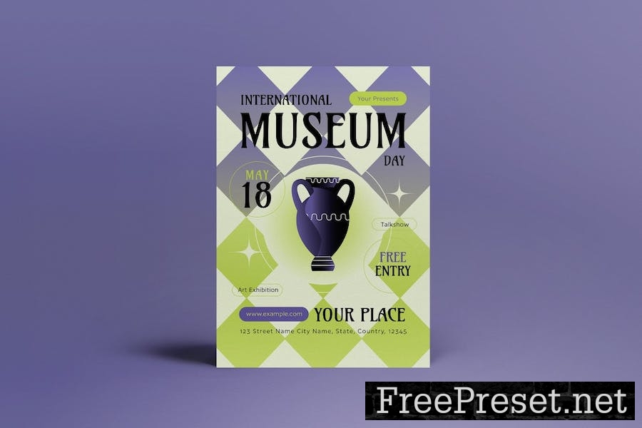 Purple Gradient International Museum Day Flyer Set PDJ78ZZ