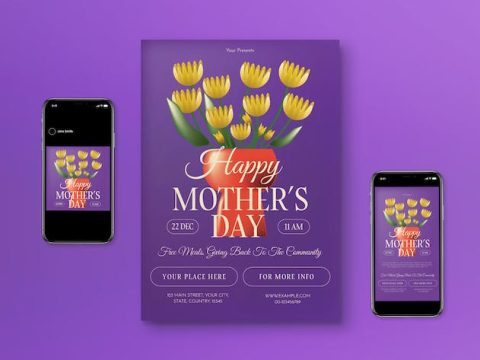 Purple Gradient Mother's Day Flyer Set SQZZBFK