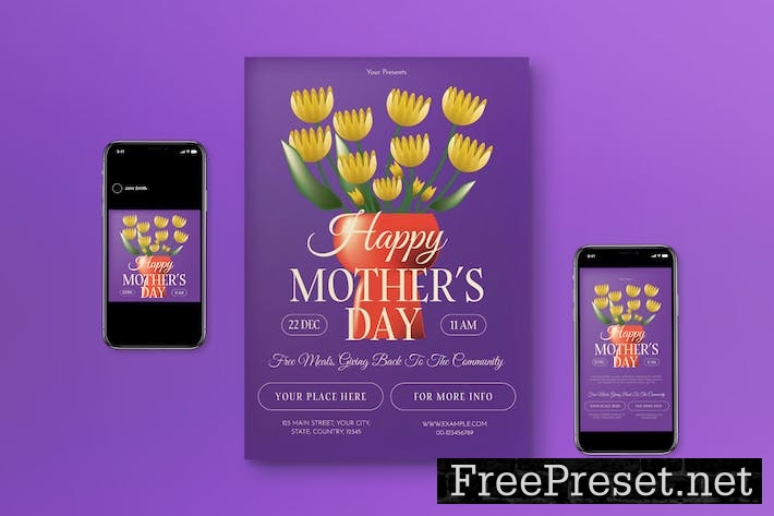 Purple Gradient Mother's Day Flyer Set SQZZBFK