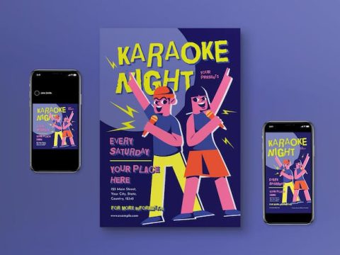 Purple Karaoke Night Flyer Set 8ZDVPQN