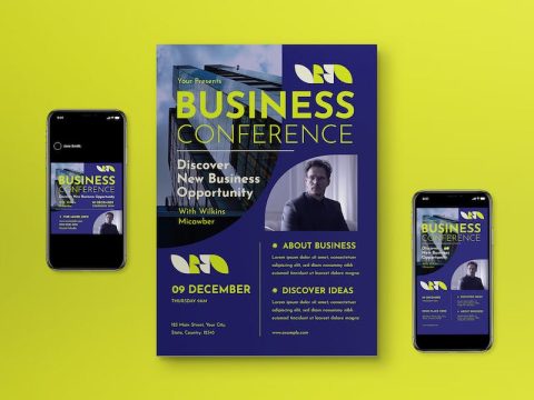 Purple Modern Business Conferences Flyer Set HXTUF4V