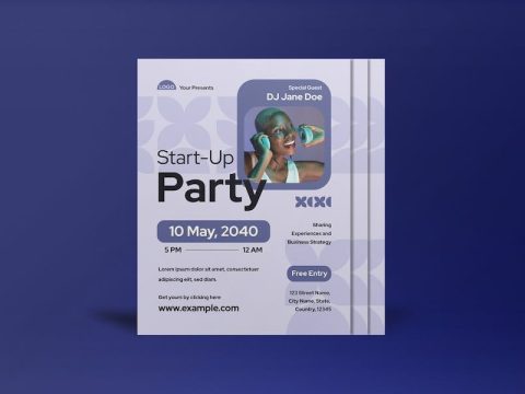 Purple Modern Business Start-Up Party Flyer BARCE9G