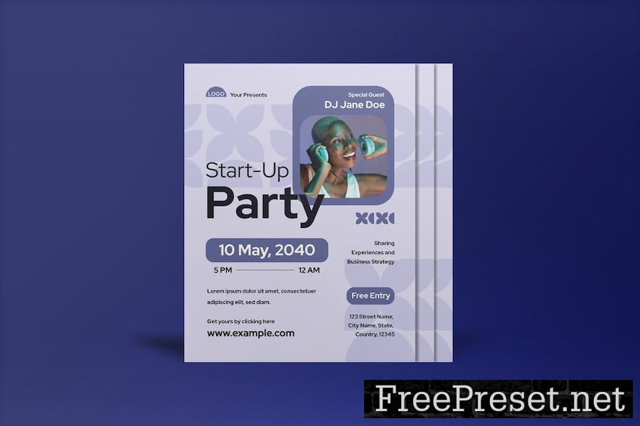 Purple Modern Business Start-Up Party Flyer BARCE9G