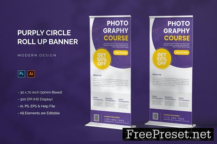 Purply Circle - Roll Up Banner YF252XS