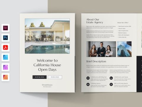 Real Estate Open House Brochure Bi-Fold Template M4TFQ6F