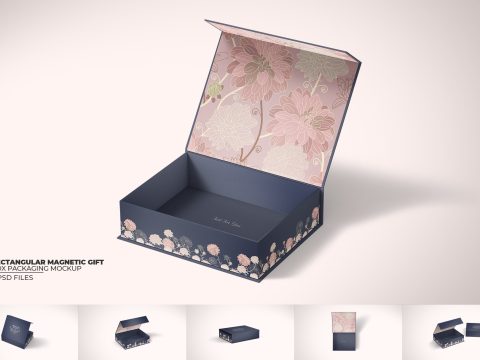 Rectangular Magnetic Gift Box Mockup 12731605