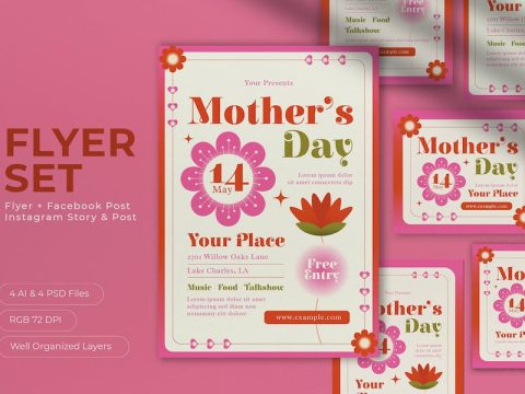 Red Modern Mother's Day Flyer Set YGSS8WN