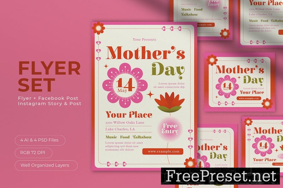 Red Modern Mother's Day Flyer Set YGSS8WN