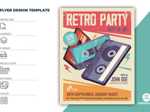 Retro Party Flyer Template DXX97MD