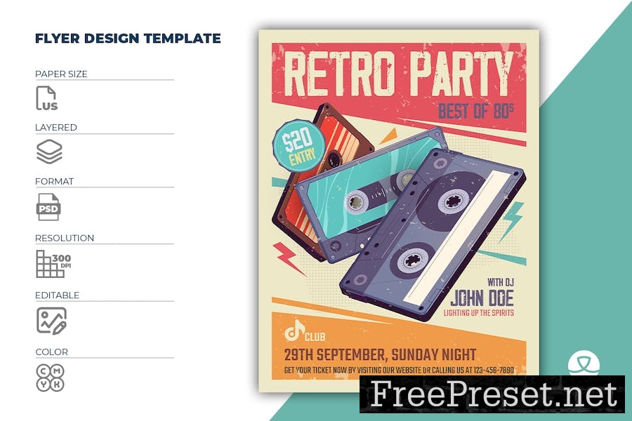 Retro Party Flyer Template DXX97MD