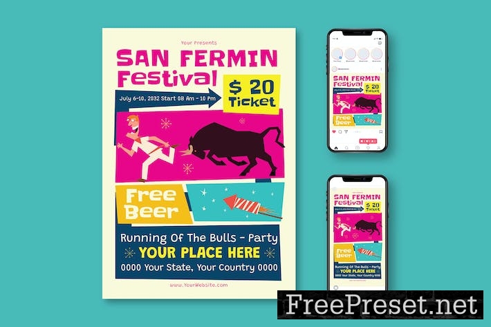 San Fermin Festival Flyer NC28FZ9