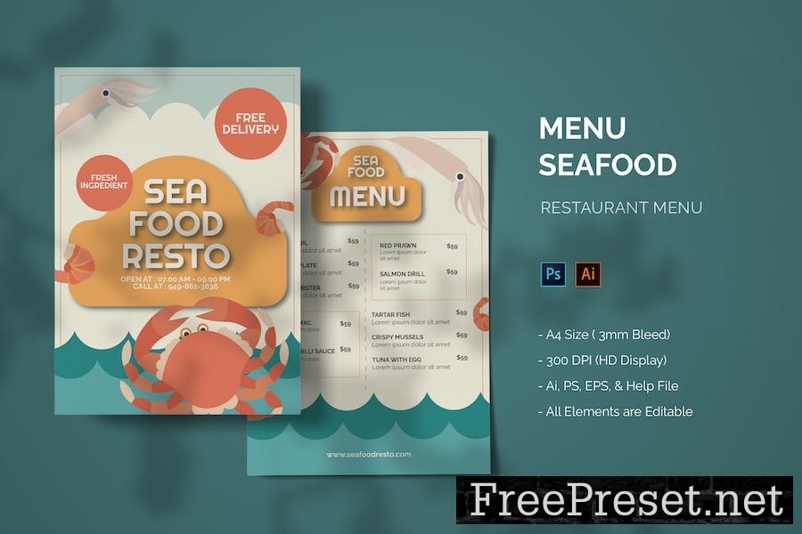 Seafood - Food Menu Template 9EPHJPJ