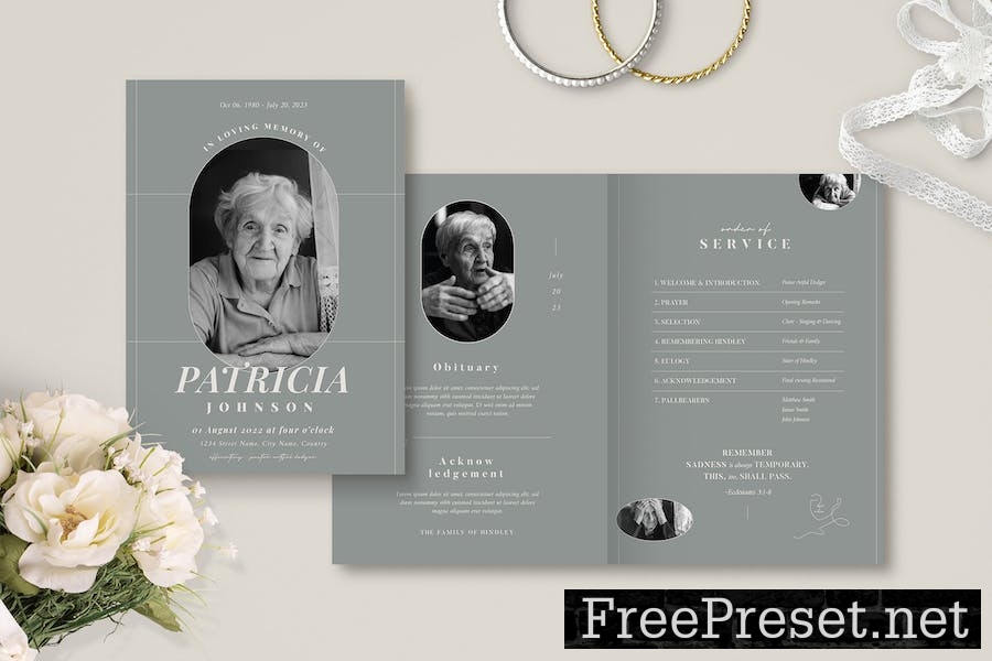 Simple & Classic Funeral Program Template