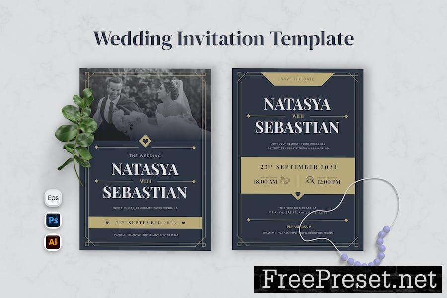 Simple Elegant Wedding Invitation XTWGKD3