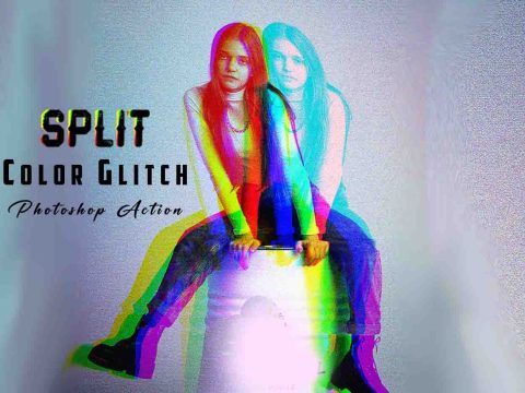 Split Color Glitch Photoshop Action 12696916