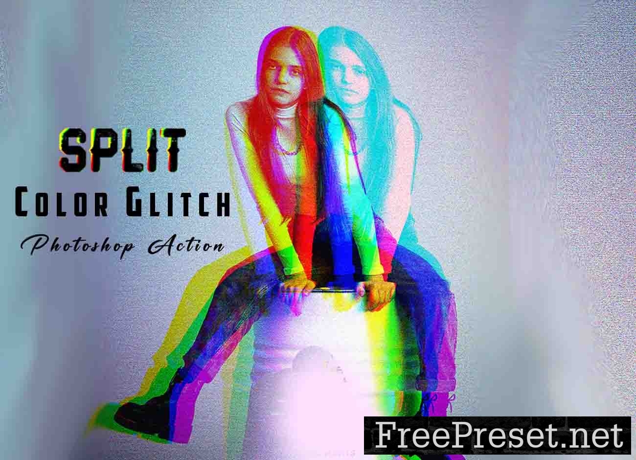 Split Color Glitch Photoshop Action 12696916