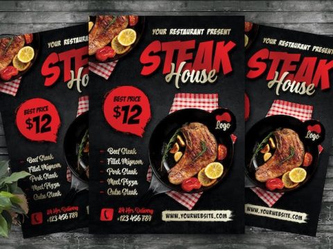 Steak House Flyer Template CYR4HVM