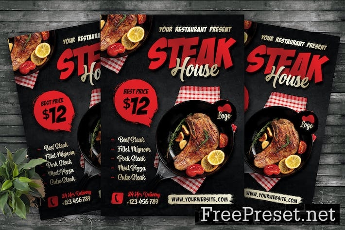 Steak House Flyer Template CYR4HVM