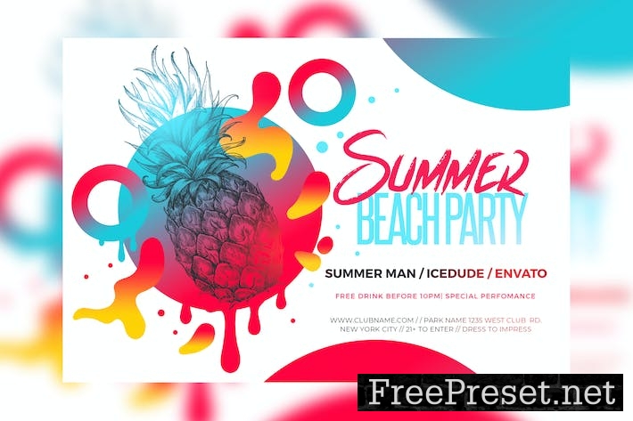 Summer Beach Party Flyer V7C45K5