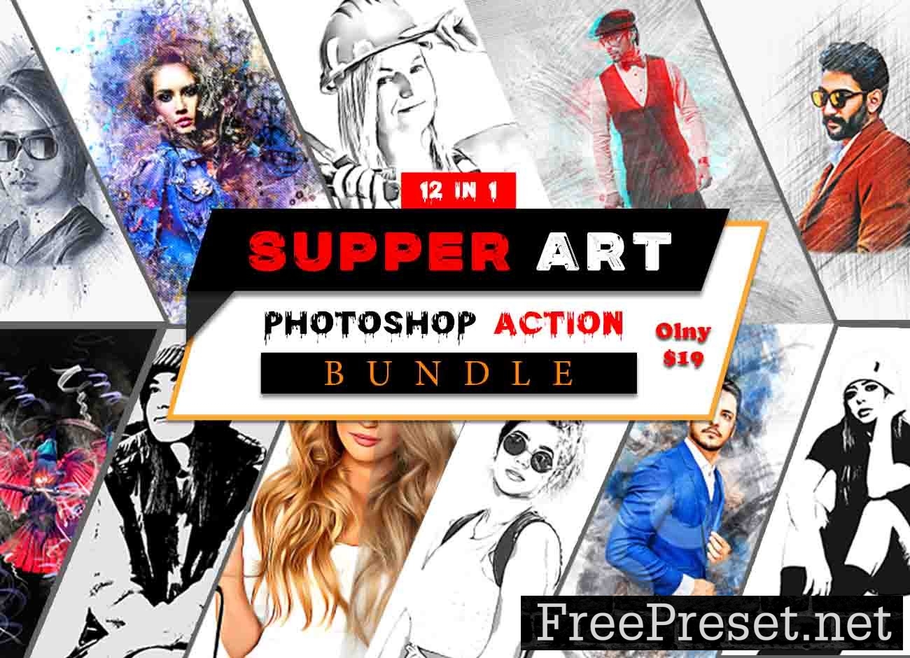 Supper Art Photoshop Action Bundle 11017664