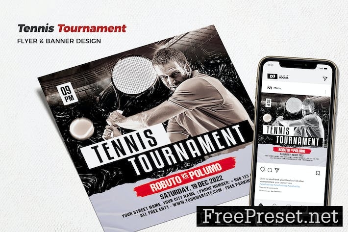 Tennis Tournament Flyer 6TKA98S