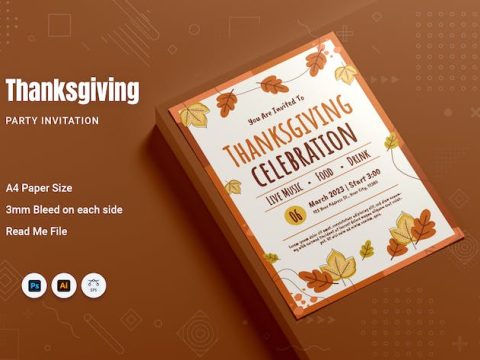 Thanksgiving Party Invitation 8CCLFMB