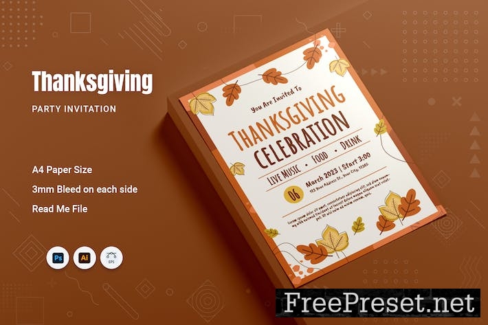 Thanksgiving Party Invitation 8CCLFMB