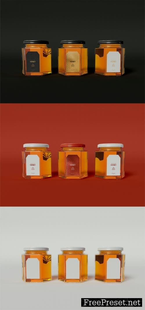 three Honey Jars Mockup 442175820