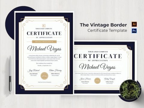 Vintage Border Certificate MSY7CU3