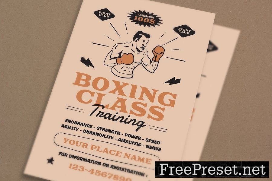 Vintage Boxing Class Flyer NG6LNJ5