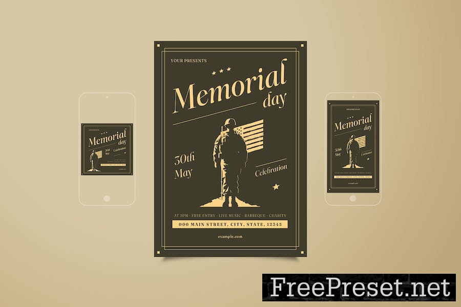 Vintage Memorial Day Flyer Set SQTJR6Y