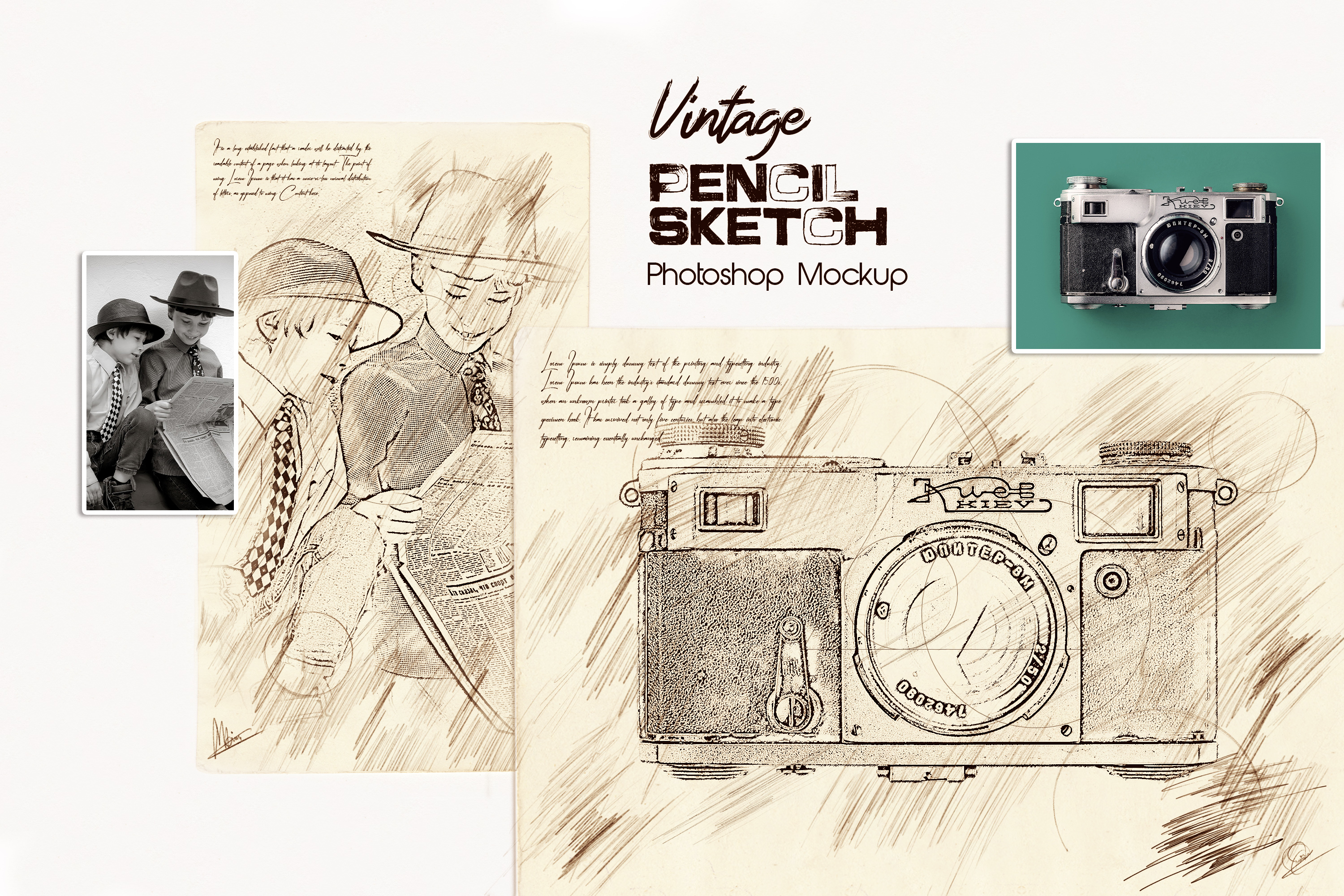 Vintage Paper Sketch Photoshop Mockup 40649429