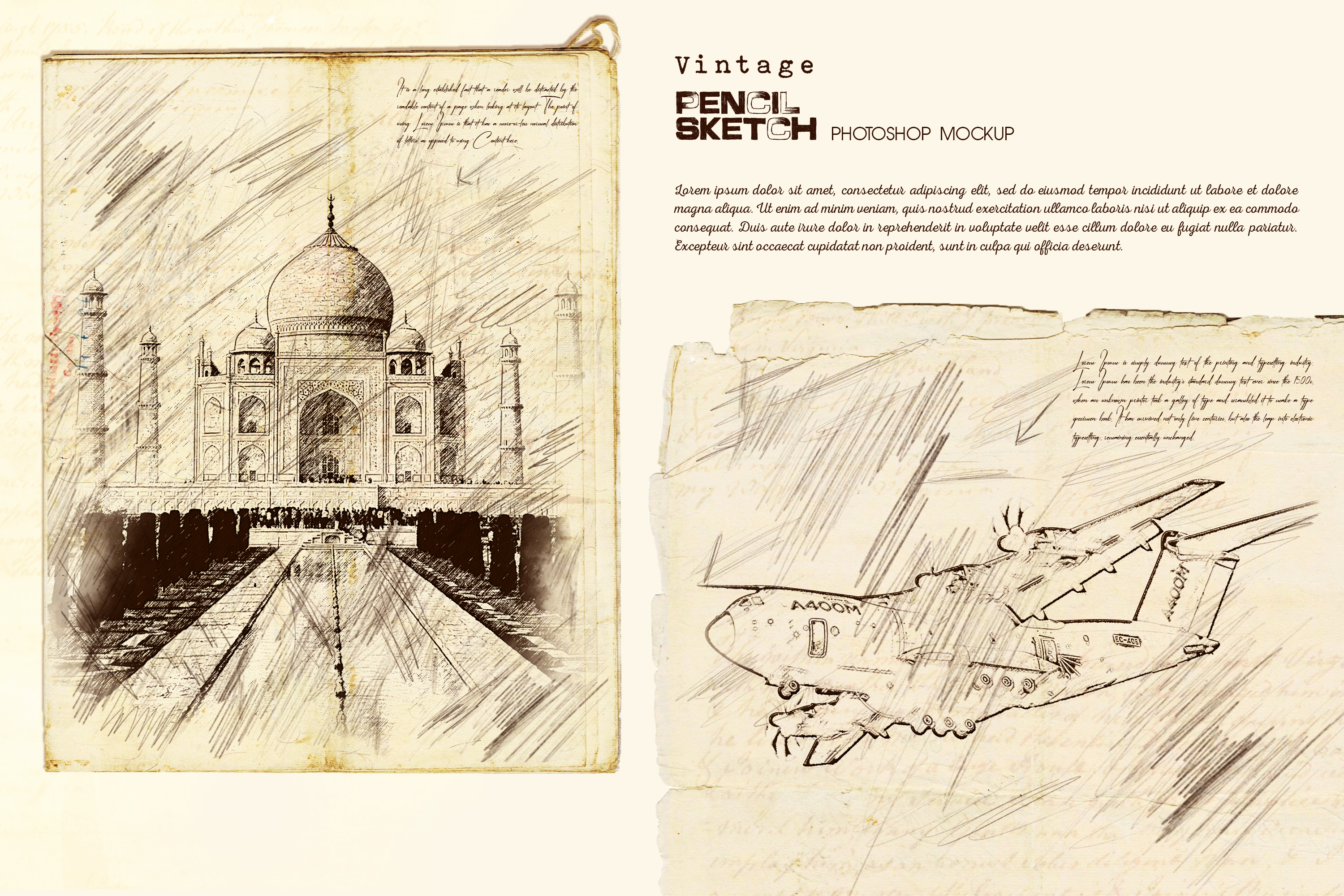 Vintage Paper Sketch Photoshop Mockup 40649429