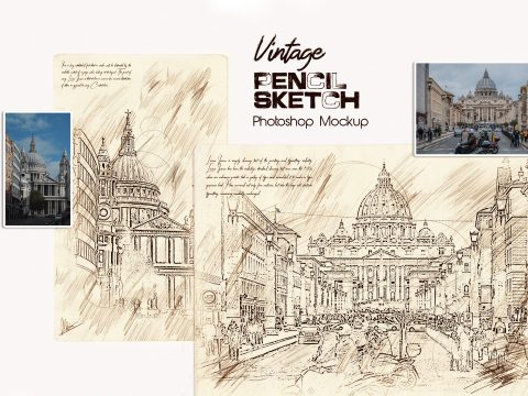 Vintage Paper Sketch Photoshop Mockup 40649429