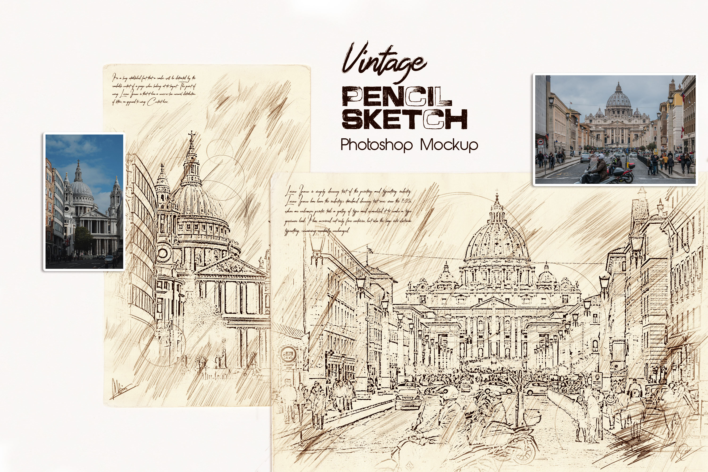 Vintage Paper Sketch Photoshop Mockup 40649429