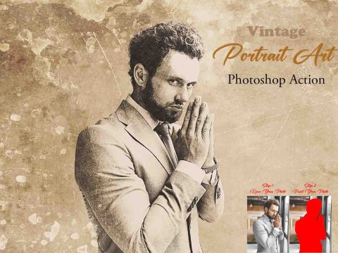 Vintage Portrait Art Photoshop Action 12746946