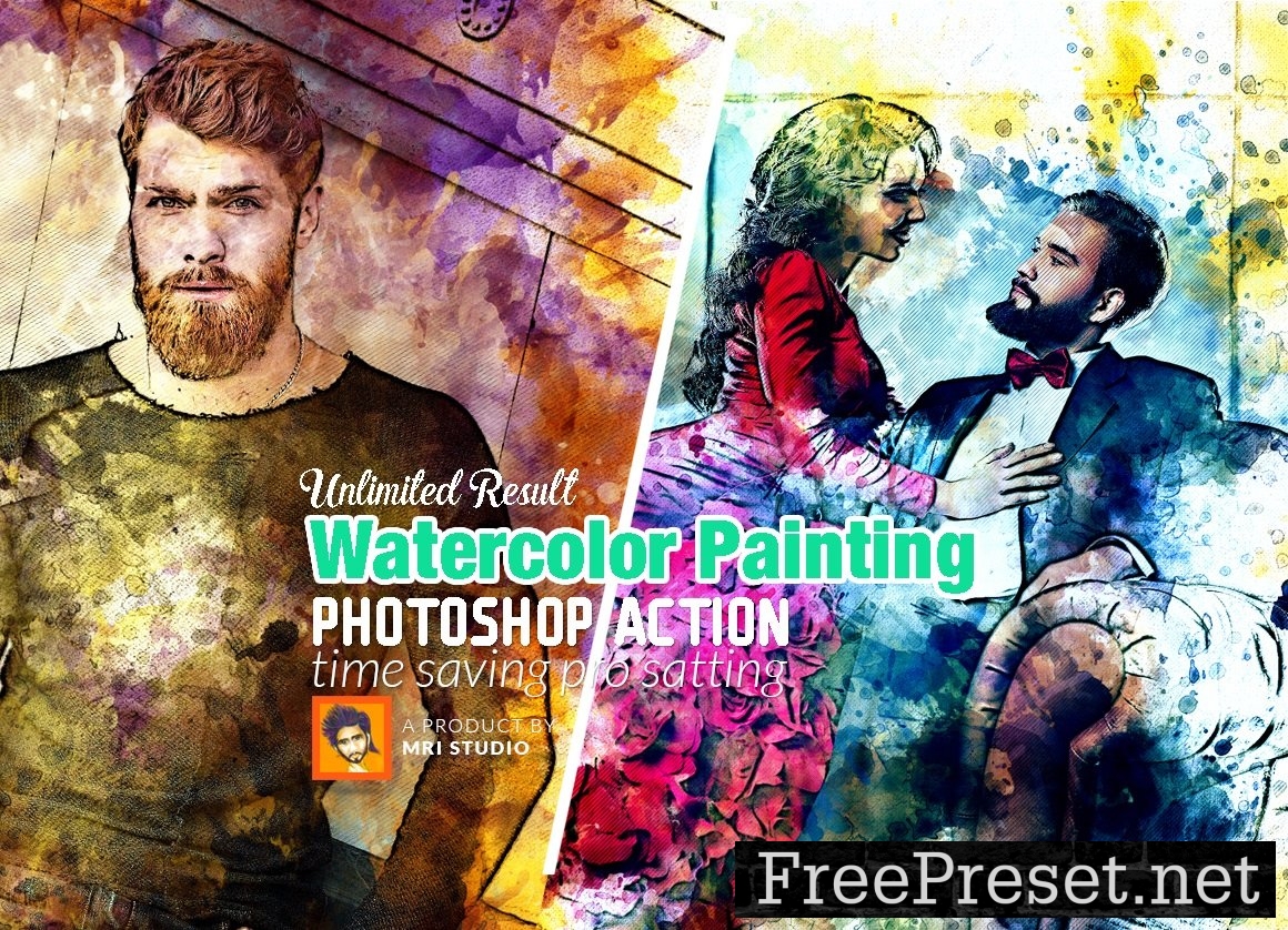 Watercolor Painting Photoshop Action 2587754